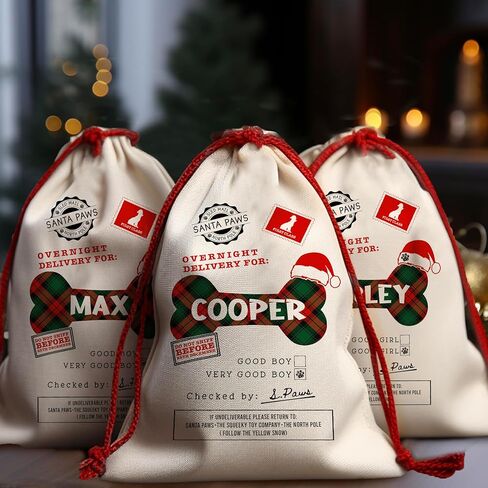 Personalized Pet Christmas Large Santa Sack, Customized Xmas Gift Bag for Dog, Custom Holiday Present Pouch Delivery from Santa in Saudi Arabia