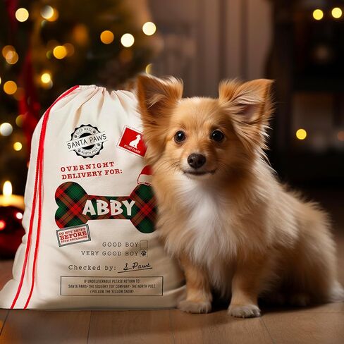 Personalized Pet Christmas Large Santa Sack, Customized Xmas Gift Bag for Dog, Custom Holiday Present Pouch Delivery from Santa in Saudi Arabia
