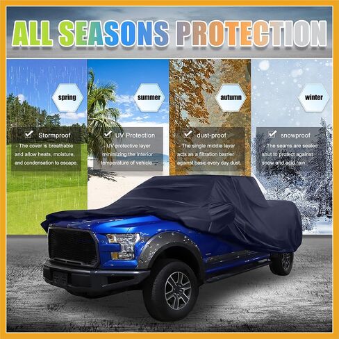 Pickup Truck Cover for Ford F150 Crew Cab Pickup 4 Door 6.5 Feet Bed 2004-2021 Sun Rain Dust Snow Protection 190T PU W/Driver Door Zipper Navy Blue Replacement in Saudi Arabia