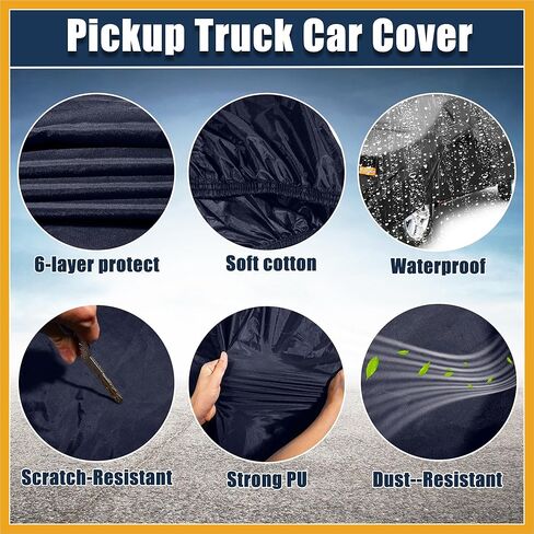 Pickup Truck Cover for Ford F150 Crew Cab Pickup 4 Door 6.5 Feet Bed 2004-2021 Sun Rain Dust Snow Protection 190T PU W/Driver Door Zipper Navy Blue Replacement in Saudi Arabia