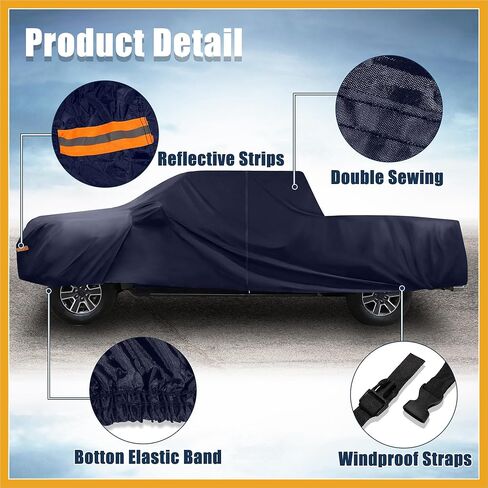 Pickup Truck Cover for Ford F150 Crew Cab Pickup 4 Door 6.5 Feet Bed 2004-2021 Sun Rain Dust Snow Protection 190T PU W/Driver Door Zipper Navy Blue Replacement in Saudi Arabia