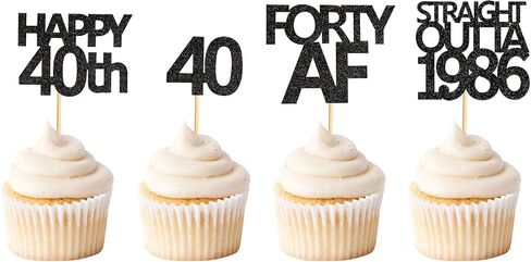 48 Pack Black Straight Outta 1994 Cupcake Toppers Happy 30th Cupcake Toppers Thirty AF Cupcake Toppers 30 Years Birthday Party Decoration | black 1994 in Kuwait