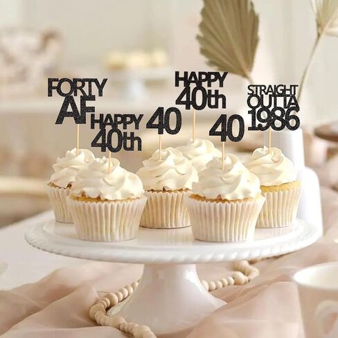 48 Pack Black Straight Outta 1994 Cupcake Toppers Happy 30th Cupcake Toppers Thirty AF Cupcake Toppers 30 Years Birthday Party Decoration | black 1994 in Kuwait