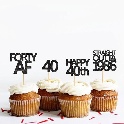 48 Pack Black Straight Outta 1994 Cupcake Toppers Happy 30th Cupcake Toppers Thirty AF Cupcake Toppers 30 Years Birthday Party Decoration | black 1994 in Kuwait