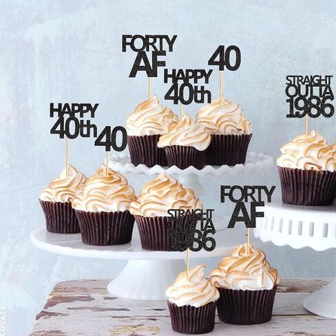 48 Pack Black Straight Outta 1994 Cupcake Toppers Happy 30th Cupcake Toppers Thirty AF Cupcake Toppers 30 Years Birthday Party Decoration | black 1994 in Kuwait