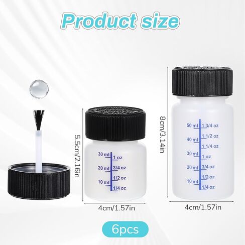 6 Pack 1&2 Oz Touch Up Paint Container with Brush and Lid, Empty Paint Touch Up Bottles Vehicle Paints Chip Repair Applicator for Fixing Car Scratches, Damage in Saudi Arabia