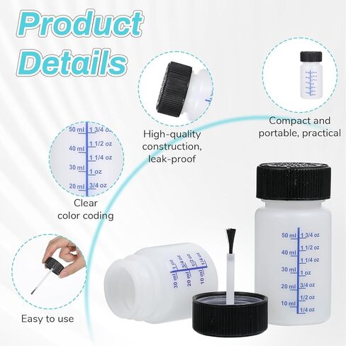 6 Pack 1&2 Oz Touch Up Paint Container with Brush and Lid, Empty Paint Touch Up Bottles Vehicle Paints Chip Repair Applicator for Fixing Car Scratches, Damage in Saudi Arabia
