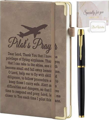 Pillot Gifts for Men Pilot Prayer Leather Journal Notebook 200 Pages A5 Lined with Inner Pocket and Pen Aviation Airplane Gifts Future Pilot Gift for New Pilot Graduation Birthday in Saudi Arabia