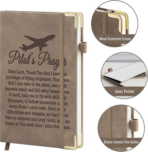 Pillot Gifts for Men Pilot Prayer Leather Journal Notebook 200 Pages A5 Lined with Inner Pocket and Pen Aviation Airplane Gifts Future Pilot Gift for New Pilot Graduation Birthday in Saudi Arabia