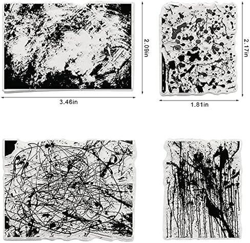 4 Styles Art Painting Background Clear Stamps for Card Making Decoration DIY Scrapbooking, Lines Dots Background Transparent Rubber Seal Stamps for Photo Card Album Crafting Supplies. in Saudi Arabia