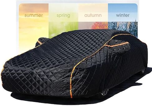 Thickened Large 5 Layers Full Car Covers, Anti-Hail Waterproof Thermostatic Windshield Mirror Cover, Compatible with Dodge (Color : Black, Size : Charger SRT) in Saudi Arabia