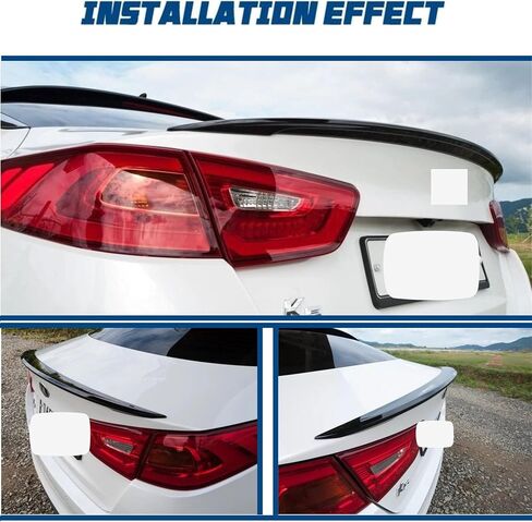 سبويلر لسيارة Optima K5 2014 2015 بدون حفر ABS جناح سبويلر خلفي متوافق مع Kia Optima K5/LX LXS/GT/EX (أسود لامع) in Kuwait