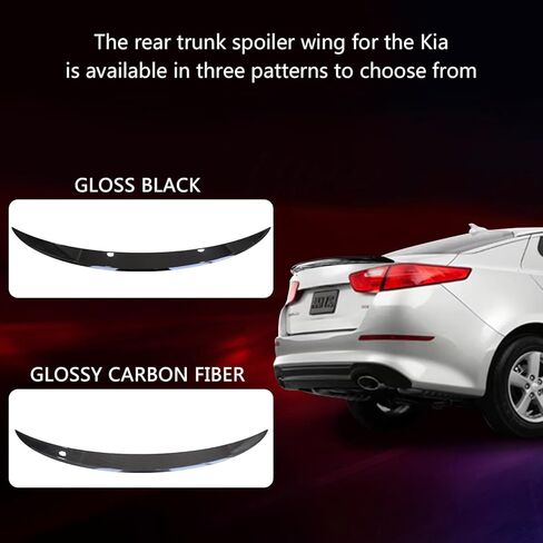 سبويلر لسيارة Optima K5 2014 2015 بدون حفر ABS جناح سبويلر خلفي متوافق مع Kia Optima K5/LX LXS/GT/EX (أسود لامع) in Kuwait