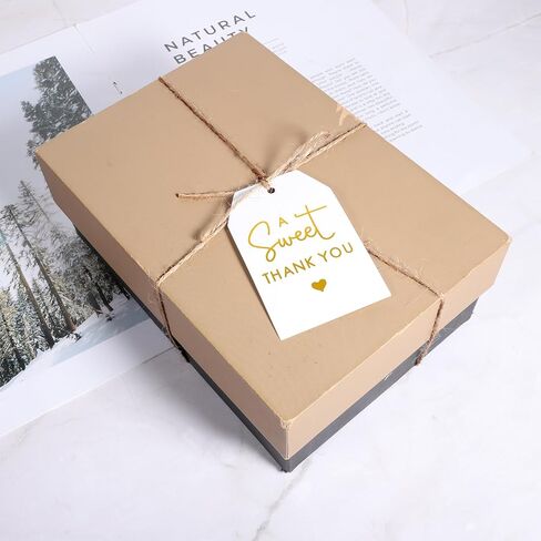 50 Pcs Thank You Tags with String 2.16 x 3.34 Inches Gold A Sweet Thank You Tags White Gift Tag with String Paper Tag for Wedding Birthday Gift Wrap Bridal in Kuwait