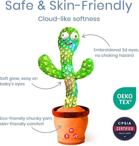 Volume Adjustable Dancing Talking Cactus Toy for Baby Toddler Boys Girls Gifts, Singing Cactus Mimicking Toy Recording Repeating What You Say Cactus Baby Toy with 120 English Songs in Saudi Arabia