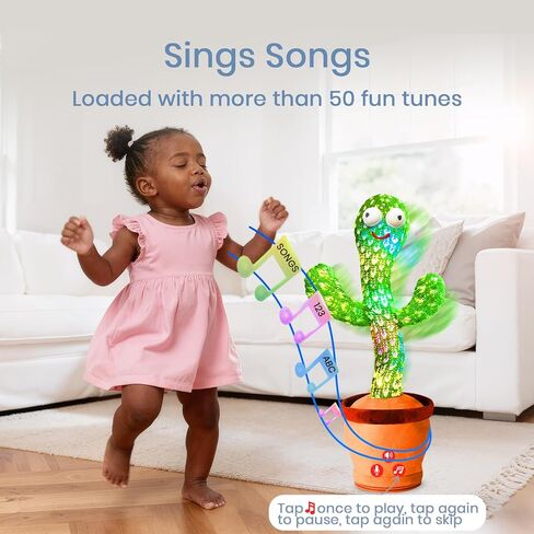 Volume Adjustable Dancing Talking Cactus Toy for Baby Toddler Boys Girls Gifts, Singing Cactus Mimicking Toy Recording Repeating What You Say Cactus Baby Toy with 120 English Songs in Saudi Arabia