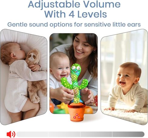 Volume Adjustable Dancing Talking Cactus Toy for Baby Toddler Boys Girls Gifts, Singing Cactus Mimicking Toy Recording Repeating What You Say Cactus Baby Toy with 120 English Songs in Saudi Arabia