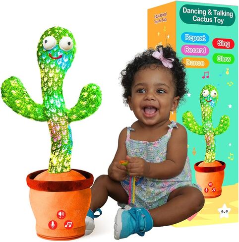 Volume Adjustable Dancing Talking Cactus Toy for Baby Toddler Boys Girls Gifts, Singing Cactus Mimicking Toy Recording Repeating What You Say Cactus Baby Toy with 120 English Songs in Saudi Arabia