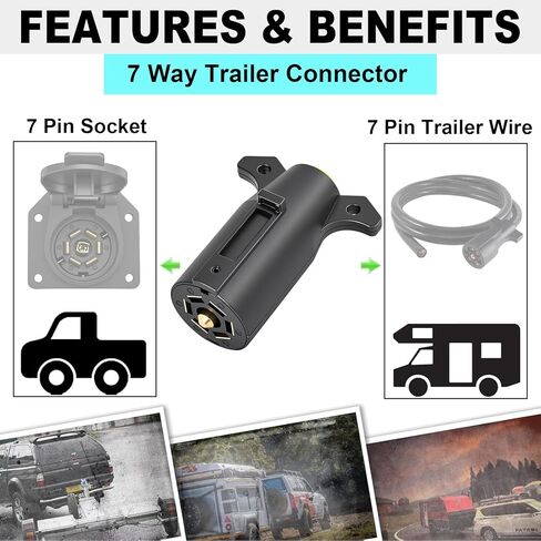Trailer Adapter 7 Way Round to 4 Pin and 5 Pin Flat Trailer Light Adapter, 2-in-1 Design Trailer Plug Adapter in Kuwait