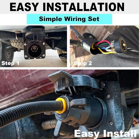 Trailer Adapter 7 Way Round to 4 Pin and 5 Pin Flat Trailer Light Adapter, 2-in-1 Design Trailer Plug Adapter in Kuwait