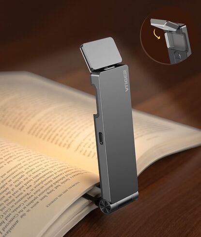ضوء قراءة VTIGER، ضوء كتاب قابل لإعادة الشحن عبر USB للقراءة في السرير، مصباح كتب LED قابل للطي، 3 ألوان كهرمانية و4 سطوع خافت، مصباح مرجعي محمول طويل الأمد لمحبي الكتب والأطفال in Kuwait