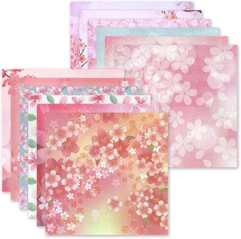 Origami 6x6 Paper Kit 50 Sheets 12 Vivid Colors Double Sided Printed Traditional Patterns Square for Arts Crafts Projects, Japanese Sakuras Flowers Chiyo in Saudi Arabia