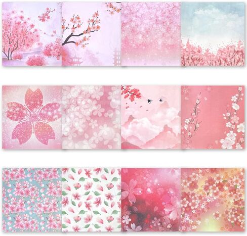 Origami 6x6 Paper Kit 50 Sheets 12 Vivid Colors Double Sided Printed Traditional Patterns Square for Arts Crafts Projects, Japanese Sakuras Flowers Chiyo in Saudi Arabia