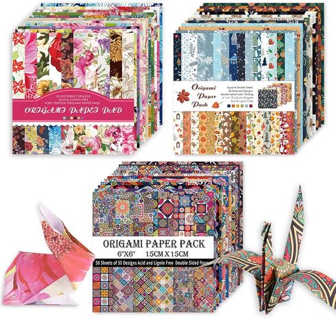 Origami 6x6 Paper Kit 50 Sheets 12 Vivid Colors Double Sided Printed Traditional Patterns Square for Arts Crafts Projects, Japanese Sakuras Flowers Chiyo in Saudi Arabia