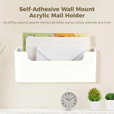Clear Acrylic Mail Holder Box for Desk or Wall Mount, Mail Organizer Countertop, Modern Wall Mounted or Tabletop Mailbox, Letter Storage Organizer Box in Saudi Arabia