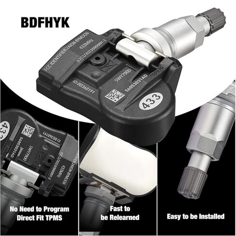 BDFHYK 433Mhz TPMS Sensor Fit for Chrysler Jeep Dodge Ram, Tire Pressure Monitoring System (TPMS) Sensors Replace# 56029398AB 4PCS in Saudi Arabia