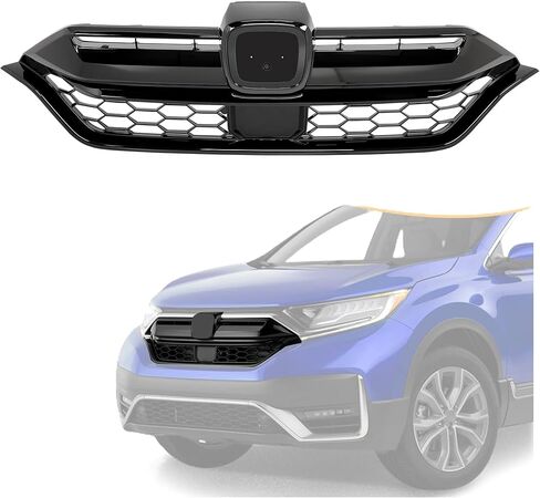 شبكة المصد الأمامي HECASA متوافقة مع 2020-2022 Honda CRV 4 أبواب بديلة لـ 71121-TLA-A60 08F21-TLA-100B مصد قرص العسل العلوي لحماية الشواية باللون الأسود in Saudi Arabia