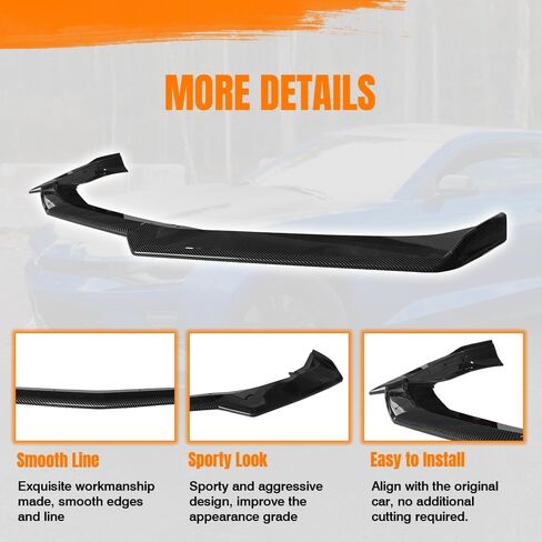 ممتص الصدمات الأمامي للشفاه متوافق مع 2016-2024 شيفروليه كامارو LT/LS/RS/SS، ABS 1LE Style Add-on Front Splitter Air Dam Chin Protector، أسود لامع in Saudi Arabia