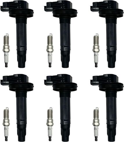 Ignition Coil UF553 & Spark Plug for Ford Lincoln Mazda Mercury Edge Flex Fusion Taurus MKS MKT MKX MKZ 6 CX9 Sable 3.5L 3.7L V6, High Performance Coil Pack Replacement 7T4E-12A375ED, Set of 6 in Saudi Arabia