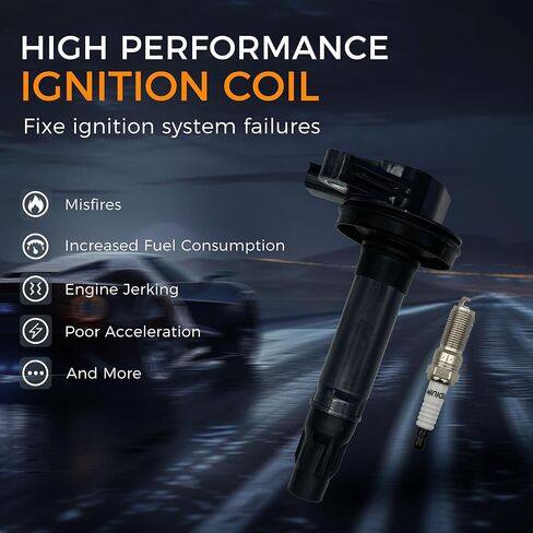 Ignition Coil UF553 & Spark Plug for Ford Lincoln Mazda Mercury Edge Flex Fusion Taurus MKS MKT MKX MKZ 6 CX9 Sable 3.5L 3.7L V6, High Performance Coil Pack Replacement 7T4E-12A375ED, Set of 6 in Saudi Arabia