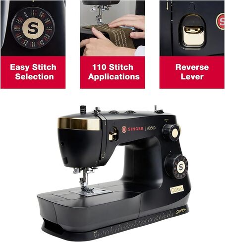 SINGER Heavy Duty 500 Classic Sewing Machine with Accessory Kit | Strong Motor with Enhanced Piercing Power, 32 Built-In Stitches, Full Metal frame, 1-step Buttonhole & LED Light in Saudi Arabia