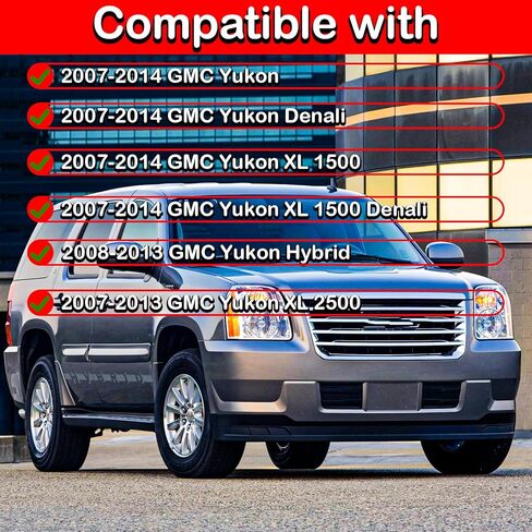 مجموعة المصابيح الأمامية طراز Denali لعام 2007 2008 2009 2010 2011 2012 2013 2014 GMC Yukon/Yukon XL 1500 مجموعة المصابيح الأمامية الهالوجين، عاكس كهرماني مبيت من الكروم in Saudi Arabia