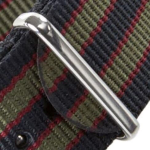 Geckota Vintage Bond 1973 British Military Nylon Mens Replacement Watch Strap. Dark Blue, Red and Olive Green Stripes. Rugged, Quick-Drying and Secure Wristwatch Strap in Saudi Arabia