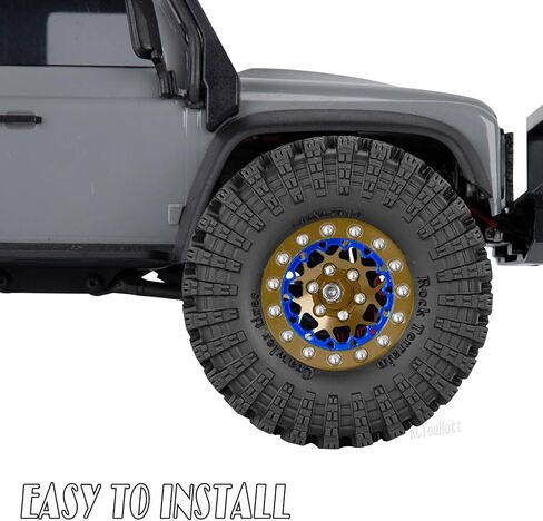 مجموعة إطارات عجلات Beadlock مقاس 1.3 بوصة/عجلات RC وحافة لسيارة 1/18 1/24 Trx4m SCX24 FCX24 RC الزاحفة، حافة عجلة ألومنيوم 1.3 إطارات مطاطية ناعمة مع حلقة عجلات، بني in Saudi Arabia