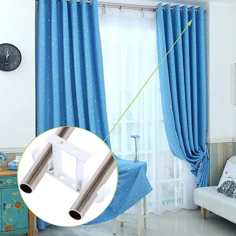 دعامات قضيب الستارة، 6 قطع دعامات تثبيت على السقف من سبائك الألومنيوم، حاملات ستائر مزدوجة، دعامات تعليق لقضيب الستائر لعمود ستارة 23 مم - 26 مم (أبيض) in Saudi Arabia