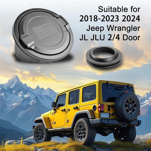 Mupera Fuel Filler Door Gas Tank Cap Cover Accessories for 2018-2023 2024 Jeep Wrangler JL JLU 2/4 Door(US Flag) in Saudi Arabia