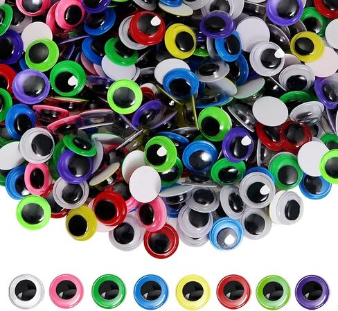 TOAOB 500pcs 10mm Googly Eyes Self Adhesive for Crafts Assorted Colors Wiggle Eyes Plastic Sticker Eyes for DIY Arts Home Decoration in Saudi Arabia