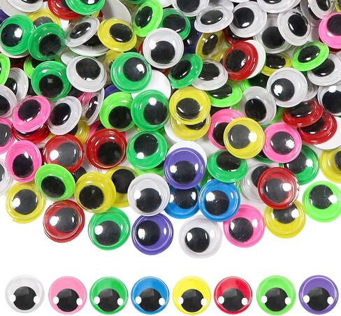 TOAOB 500pcs 10mm Googly Eyes Self Adhesive for Crafts Assorted Colors Wiggle Eyes Plastic Sticker Eyes for DIY Arts Home Decoration in Saudi Arabia