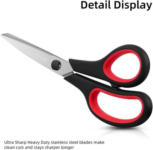 Heavy Duty Scissors, Stainless Steel Blades, Comfort Grip Handles, Multipurpose for Office/Home/Crafts, Red in Saudi Arabia