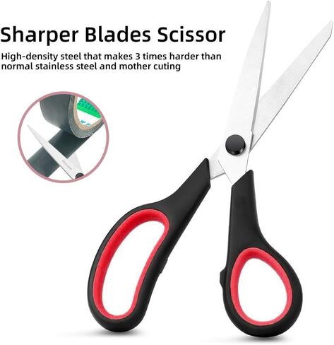 Heavy Duty Scissors, Stainless Steel Blades, Comfort Grip Handles, Multipurpose for Office/Home/Crafts, Red in Saudi Arabia