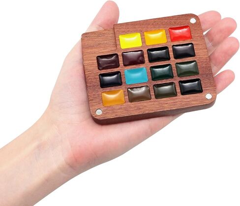 Soho Urban Artist Mini Wooden Travel Watercolor Set of 15 - Professional Watercolor Paint Set for Watercolorists & Plein Air Artists, Semi-Moist Pans, Pocket-Sized Magnetic Wood Case with Mixing Area in Saudi Arabia