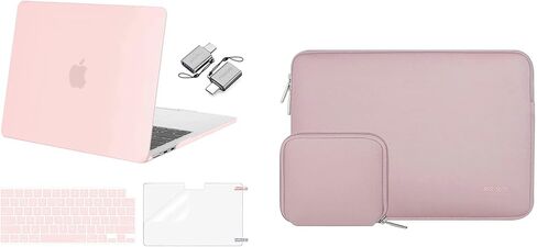 MOSISO Compatible with MacBook Air 13.6 inch Case 2022 A2681 M2, Neoprene Sleeve Bag&Plastic Hard Case&Keyboard Cover&Screen Protector&Type C Adapter 2 Pack,Chalk Pink&Baby Pink in Saudi Arabia