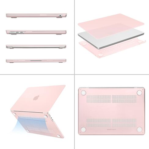 MOSISO Compatible with MacBook Air 13.6 inch Case 2022 A2681 M2, Neoprene Sleeve Bag&Plastic Hard Case&Keyboard Cover&Screen Protector&Type C Adapter 2 Pack,Chalk Pink&Baby Pink in Saudi Arabia