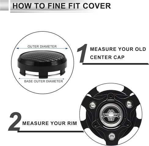 ACROPIX 4 Pcs Wheel Center Caps Hub Caps Rim Center Caps 2.42" 2.60" Wheel Caps Hubcap Center Covers Black Cover with Faux Logo Plastic 6 Clips Black in Saudi Arabia