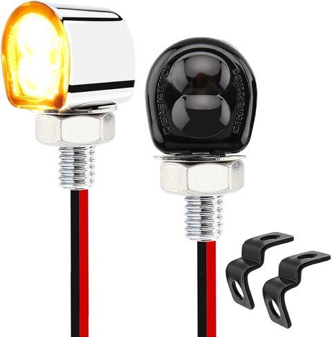 إشارات انعطاف LED صغيرة للدراجات النارية مع دعامة أمامية، وامضات أمامية وخلفية صغيرة عالمية 12 فولت للدراجة الترابية Ebike Street Sport Bike Bobber Cafe Racer Cruiser Motorcycles (أسود دخان) in Kuwait