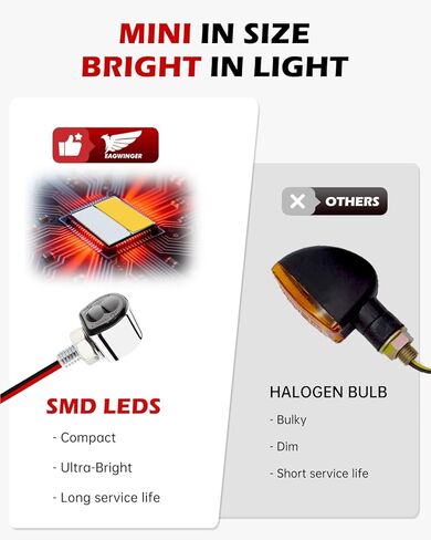إشارات انعطاف LED صغيرة للدراجات النارية مع دعامة أمامية، وامضات أمامية وخلفية صغيرة عالمية 12 فولت للدراجة الترابية Ebike Street Sport Bike Bobber Cafe Racer Cruiser Motorcycles (أسود دخان) in Kuwait